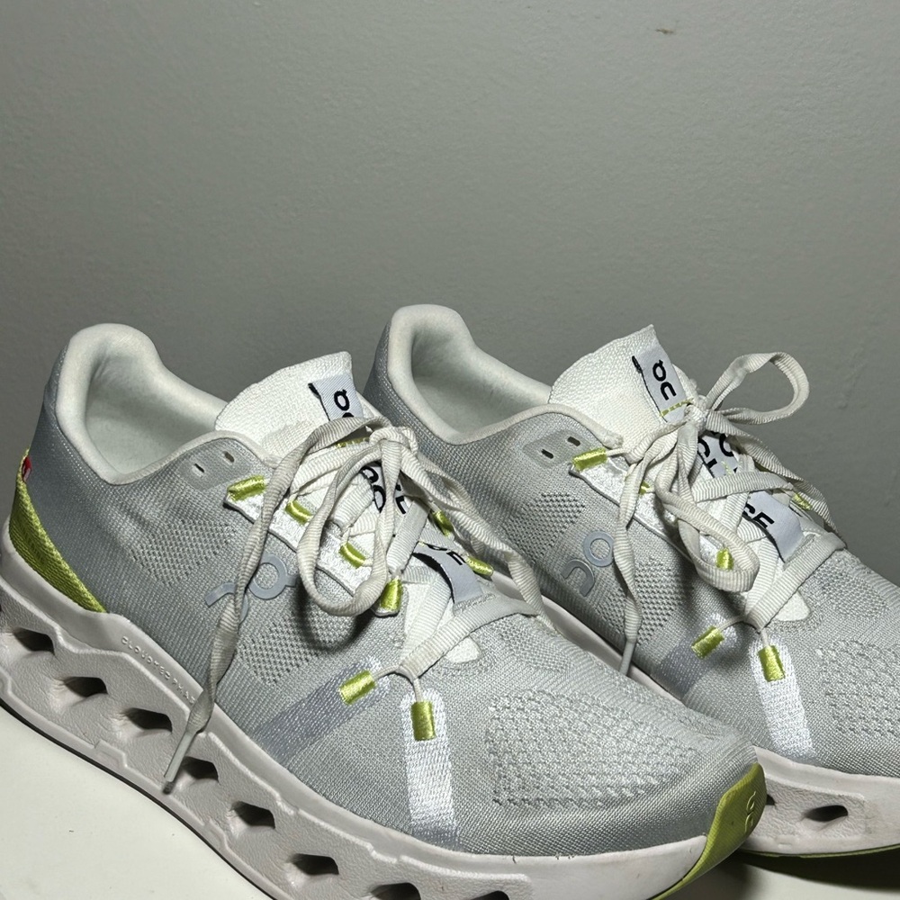 On Running Gray and Lime Sneakers
